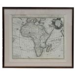 A late 19th / early 20th century French map depicting Africa, framed & glazed, 45 by 38cms.