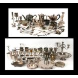 A quantity of silver plated to include salvers and teapots.