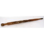 A WW1 trench art walking stick carved with the towns of VERDUN & APREMONT; together with two