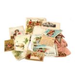 A quantity of late 19th / early 20th century French advertising cards for chocolate, wine and