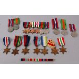 A quantity of WWII medals to include the Atlantic Star, the Africa Star, the Defence medal and