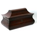 A 19th century rosewood sarcophagus two-division tea caddy, 34cms wide.