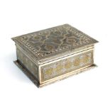 A 19th century Indo-Persian Koftgari box profusely inlaid with detailed gold and silver Arabesque