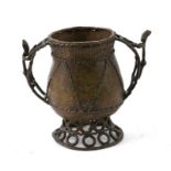 A Benin bronze two-handled vase, 13cms high.