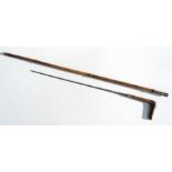 A cane sword stick with 47.5cms (18.75ins) square section steel blade