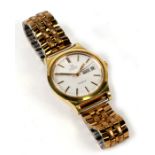 An Omega Geneve Automatic gold plated gentleman's wristwatch, the dial with day / date at 3 0'clock,