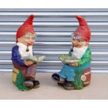 Two painted concrete garden gnomes, each 49cms high.