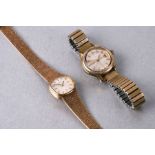 A Tissot ladies gold plated bracelet watch; together with a similar Seiko example (2).
