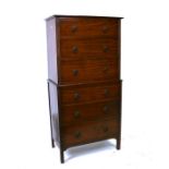 A 20th century mahogany utility chest-on-chest with six graduated long drawers, 71cms wide.