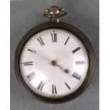 A William IV silver pair-cased pocket watch, the white enamel dial with Roman numerals, the fusee