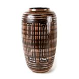 A Rye Pottery cylindrical vase, 38cms high.