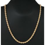 An Italian 9ct gold rope twist necklace, 51cms long, 11.9g.