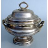 A large silver plated two-handled soup tureen and cover, 30cms high.Condition Reportsilver plate