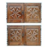 Four French walnut carved panels (doors), each approx 55 by 68cms (4).
