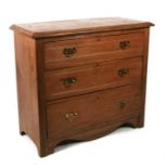 An Edwardian pine chest of three graduated long drawers, 90cms wide.