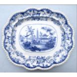 A 19th century blue & white transfer printed meat plate, 56cms wide.