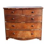 A 19th century mahogany bowfronted chest of two short and three graduated long drawers, 111cms