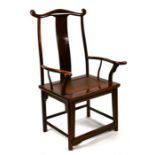 A Chinese hardwood 'Official's Hat' chair with rattan seat.Condition ReportGood solid condition