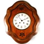 An early 20th century French wall clock, the white dial with Roman numerals, fitted with a