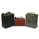Two 2 gallon petrol cans for Shell Motor Spirit and Esso; together with a 1 gallon petrol can (3).