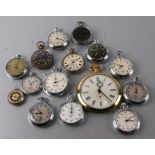 A group of open faced pocket watches to include Ingersol, Empire and Smiths (a/f).