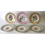 A 19th century Royal Worcester cabinet plate decorated with fish within a pink border, 24cms