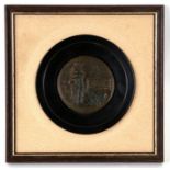 A Replica WWI miniature death plaque awarded to Col. Robert Beech 7.5cm diameter