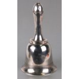 A novelty Asprey Art Deco silver plated cocktail shaker in the form of a hand bell, 28cms high.