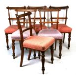 A set of six Victorian dining chairs with upholstered seats and turned front supports (6).