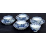 A group of 18th / 19th blue & white tea bowls and saucers decorated in the Chinese manner.