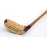 A Swilken St Andrew's presentation golf club putter with hickory shaft and suede handle, 90cms