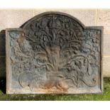 A 17th century style cast iron fireback, 86cms wide by 76cms high.