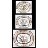 A graduated set of three Victorian Indian Tree pattern meat plates, the largest 55cms wide (3).