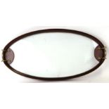 An Edwardian inlaid mahogany and glass two-handled oval butler's tray, 65cms wide.