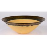 A Lucie Rie style Studio pottery bowl of flared cylindrical form, 20cms diameter.Condition