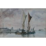 Patricia Tucker (modern British) - A Harbour Scene - watercolour, signed & dated '49 lower right,