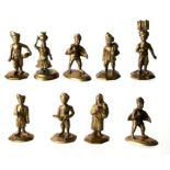 A group of Indian brass figures, the largest 7cms high.