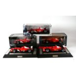 Five Hotwheels 1:18 scale F1 World Champion Cars and Drivers 2000, 2001, 2002, 2003 and 2004