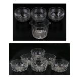 A set of six Georgian cut glass wine glass rinsers, each 114cms diameter; together with four similar