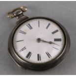 A Victorian silver pair cased pocket watch, the fusee verge movement signed 'Bates', London 1838.