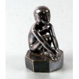 Paul Sylvestre (1884-1976) An Art Deco chromed brass car mascot in the form of a seated fawn