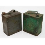 Two Esso 2 gallon petrol cans with brass caps (2).