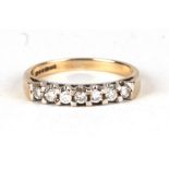 A 9ct gold diamond half eternity ring, approx UK size 'J', 1.5g.