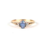 A 9ct gold opal and diamond ring, approx UK size 'R'.