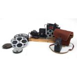 A Pathescope Motocamera Type 2; together with a Pathescope Ace 9.5mm projector with some Laurel &
