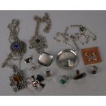 A quantity of Modernist costume jewellery to include a Jergen Jensen Danish pewter pendant.
