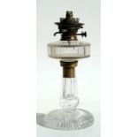 A 19th century cut glass oil lamp base (converted to electricity), 41cms high.