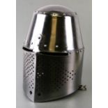A medieval knight style steel re-enactment helmet, 37cms high.