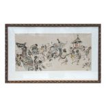William (Bill) Papas (1927-2000) - a cartoon depicting a procession, mixed media, signed lower