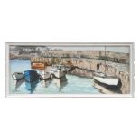 Mel Badenoch (Newlyn School) - Harbour Scene - signed lower left, watercolour, framed & glazed, 56